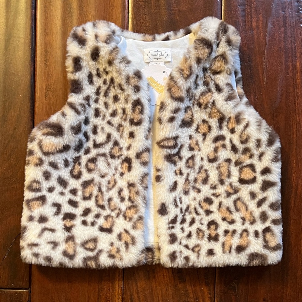 Mud Pie Leopard Faux Fur Vest